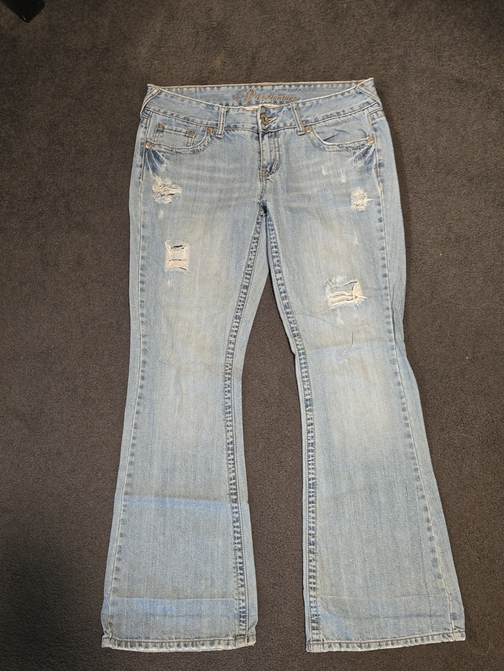 Premier Light Blue Distressed Flare Jeans